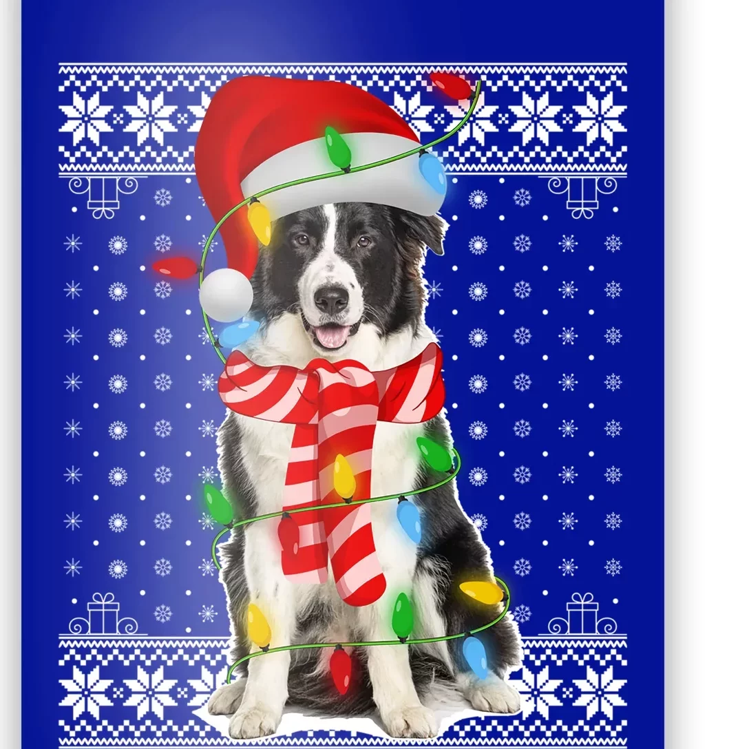 Dog Lights Xmas Ugly Santa Australian Shepherd Dog Christmas Gift Poster