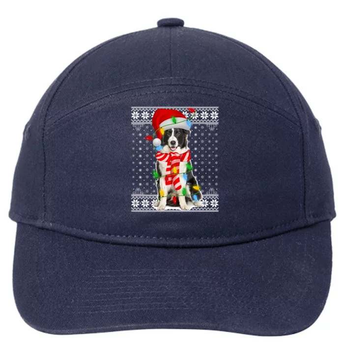 Dog Lights Xmas Ugly Santa Australian Shepherd Dog Christmas Gift 7-Panel Snapback Hat