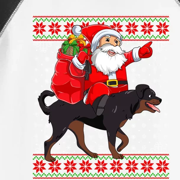 Dog Lover Xmas Ugly Santa Riding Rottweiler Christmas Great Gift Toddler Fine Jersey T-Shirt