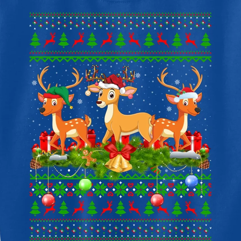 Deer Lover Xmas Lighting Santa Ugly Gift Deer Christmas Kids Sweatshirt