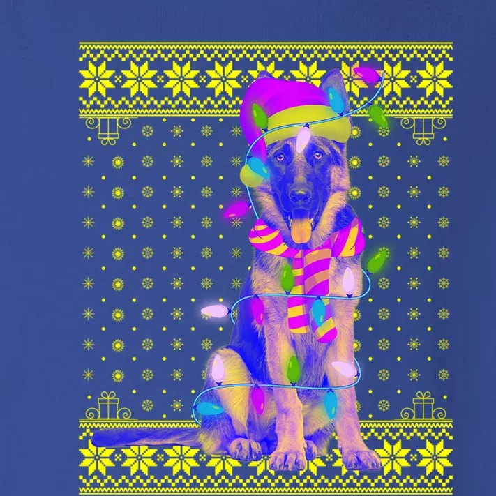 Dog Lights Xmas Ugly Santa Ger Shepherd Dog Christmas Gift Toddler Long Sleeve Shirt