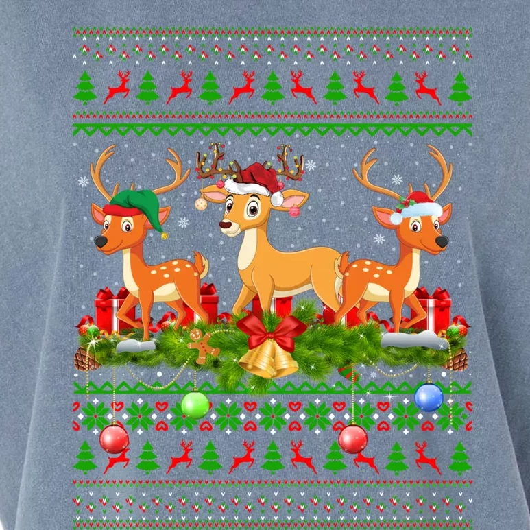 Deer Lover Xmas Lighting Santa Ugly Deer Christmas Funny Gift Garment-Dyed Women's Muscle Tee