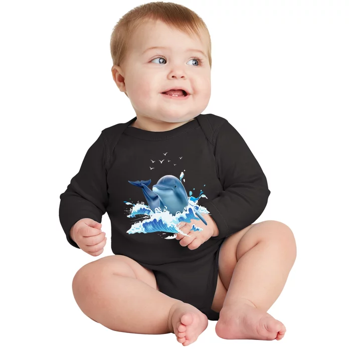 Dolphin Lover Zookeeper Marine Biologist Sea Animal Lover Baby Long Sleeve Bodysuit