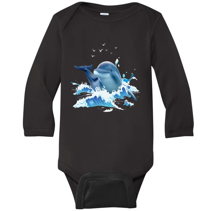 Dolphin Lover Zookeeper Marine Biologist Sea Animal Lover Baby Long Sleeve Bodysuit