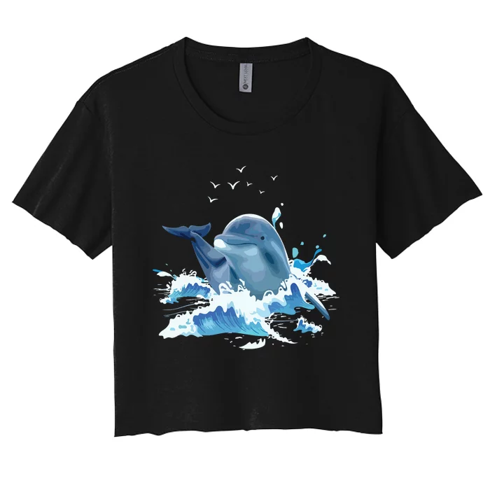 Dolphin Lover Zookeeper Marine Biologist Sea Animal Lover Women's Crop Top Tee