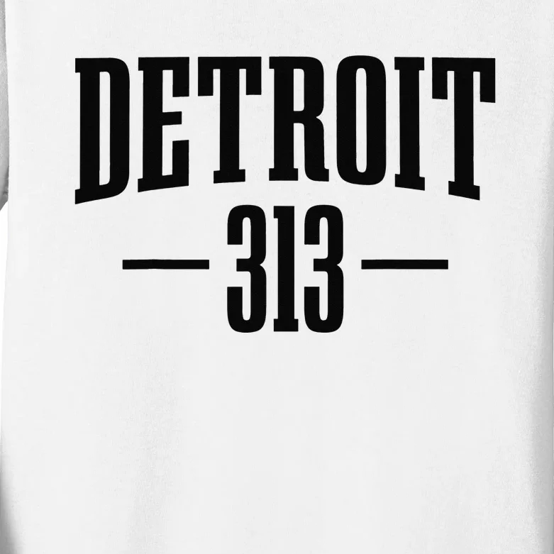 Detroit Michigan 313 Area Code Pride Retro Kids Long Sleeve Shirt