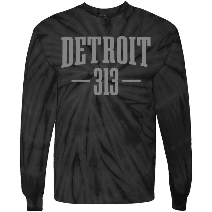 Detroit Michigan 313 Area Code Pride Retro Tie-Dye Long Sleeve Shirt