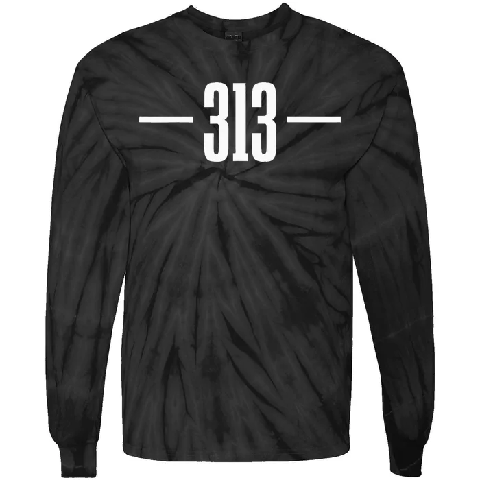 Detroit Michigan 313 Area Code Pride Retro Tie-Dye Long Sleeve Shirt