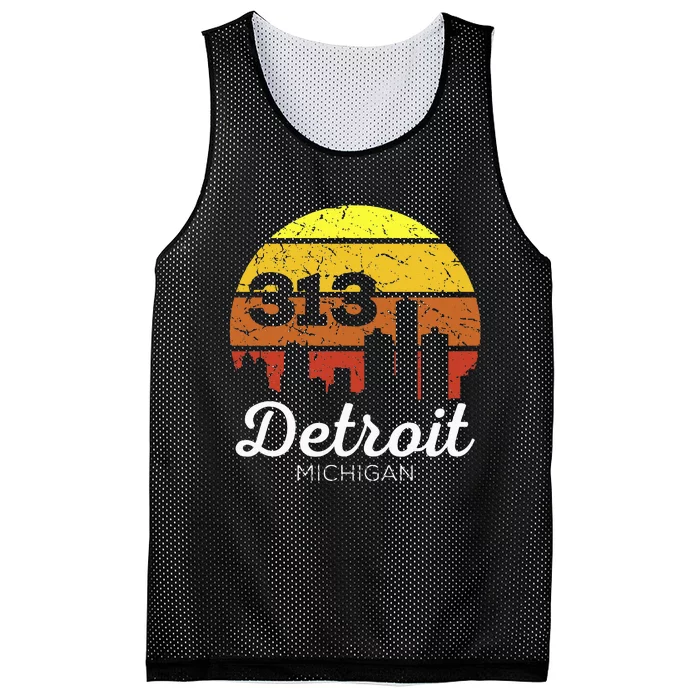 Detroit Michigan 313 Area Code Sunset Mesh Reversible Basketball Jersey Tank