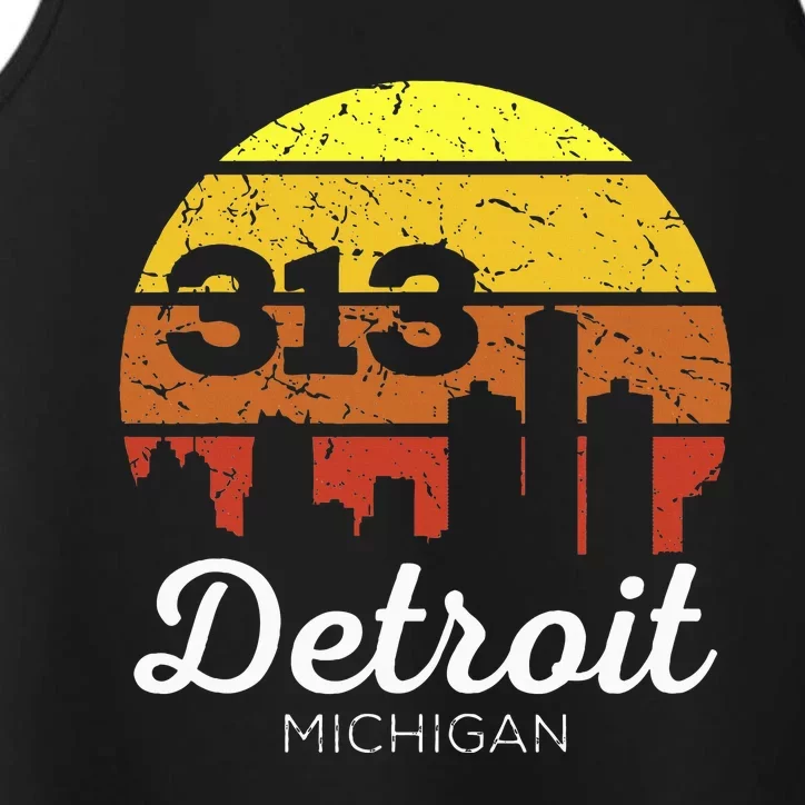 Detroit Michigan 313 Area Code Sunset Performance Tank