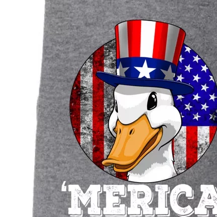 Duck Merica 4th Of July Us Flag Patriotic American Gift Doggie 3-End Fleece Hoodie