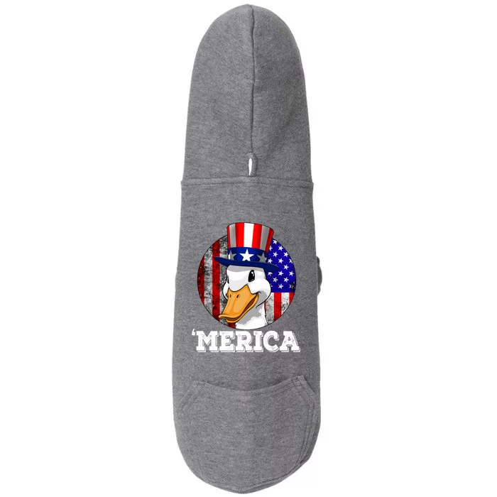 Duck Merica 4th Of July Us Flag Patriotic American Gift Doggie 3-End Fleece Hoodie