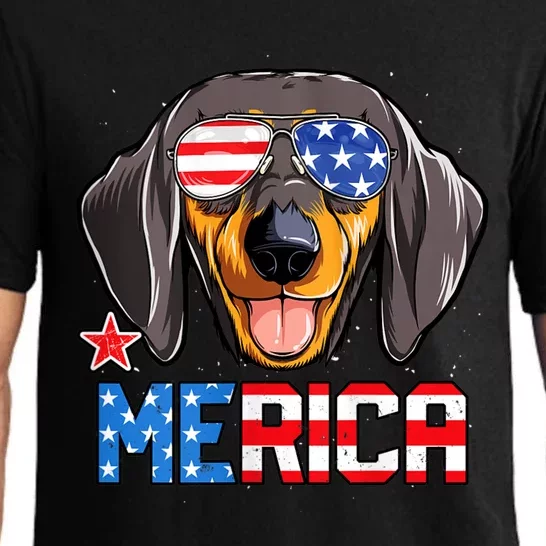 Dachshund Merica 4th Of July Usa American Flag Pajama Set