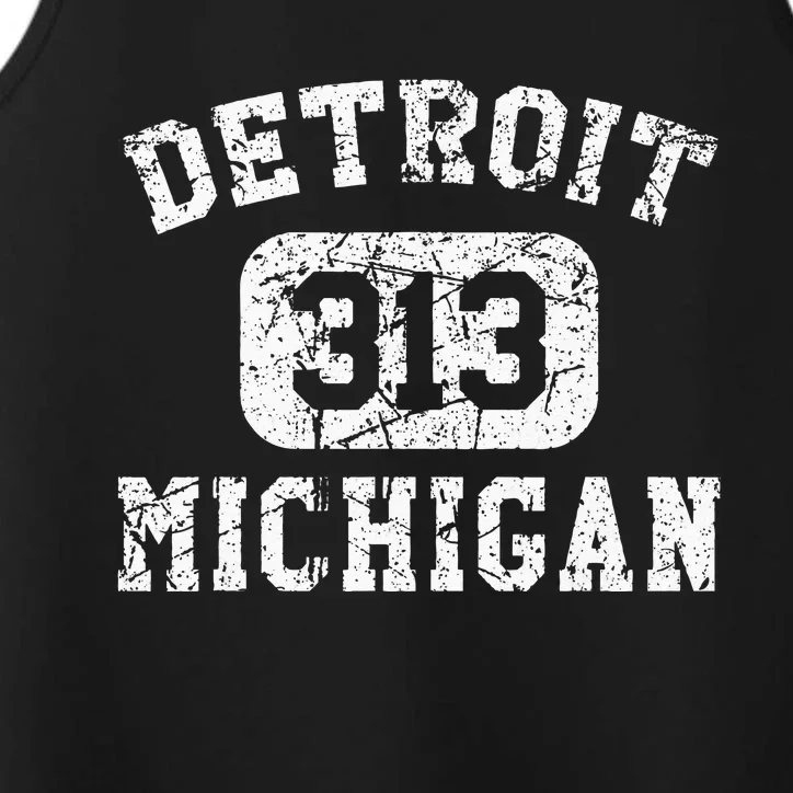 Detroit Michigan Area Code Vintage Retro Performance Tank