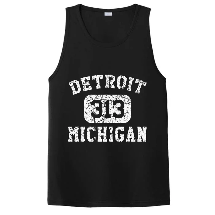 Detroit Michigan Area Code Vintage Retro Performance Tank