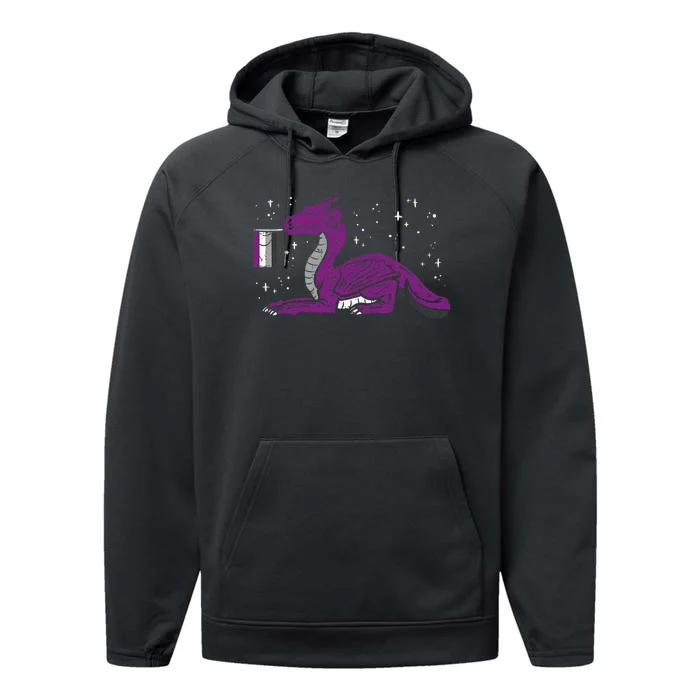 Dragon Mythical Animal Lgbtq Asexual Flag Ace Pride Ally Performance Fleece Hoodie