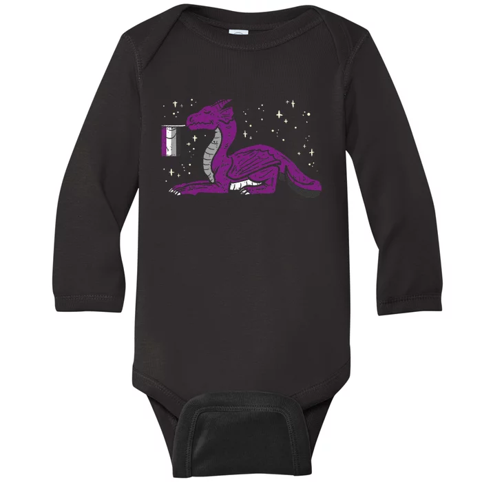 Dragon Mythical Animal Lgbtq Asexual Flag Ace Pride Ally Baby Long Sleeve Bodysuit