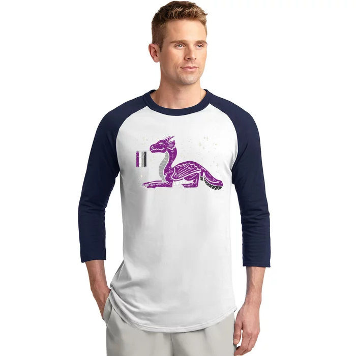 Dragon Mythical Animal LGBTQ Asexual Flag Ace Pride Ally Baseball Sleeve Shirt