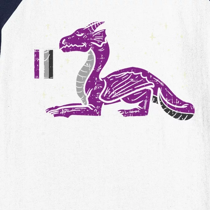 Dragon Mythical Animal LGBTQ Asexual Flag Ace Pride Ally Baseball Sleeve Shirt