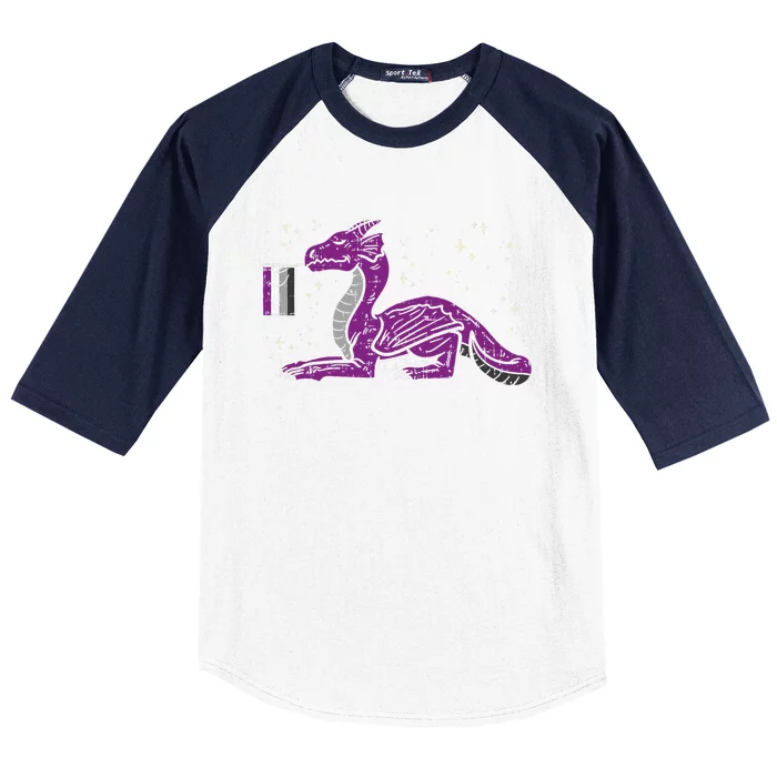 Dragon Mythical Animal LGBTQ Asexual Flag Ace Pride Ally Baseball Sleeve Shirt