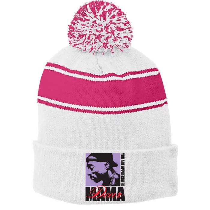 Dear Mama Appreciated Stripe Pom Pom Beanie