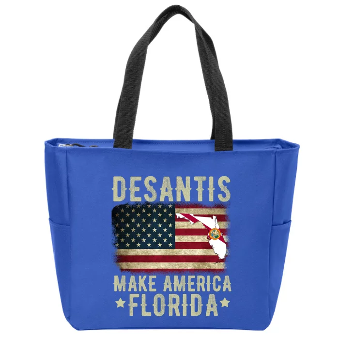 DeSantis Make America Florida US Flag Zip Tote Bag