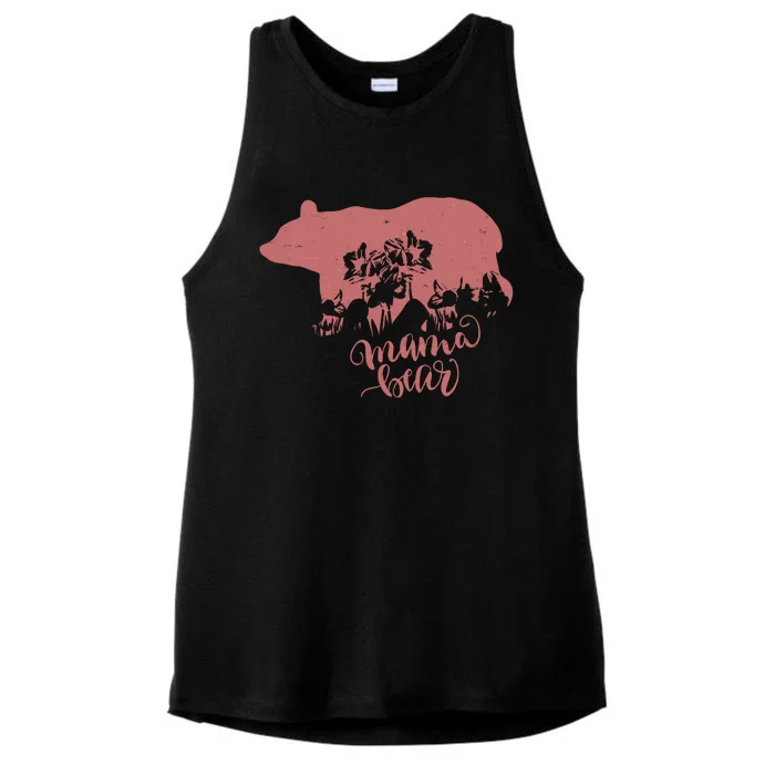 Distressed Mama Bear Ladies Tri-Blend Wicking Tank