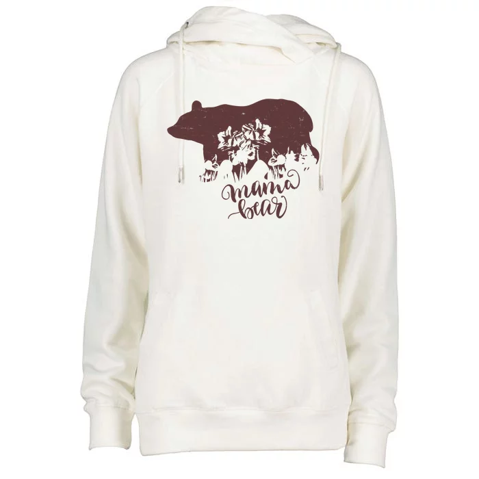 Distressed Mama Bear Womens Funnel Neck Pullover Hood