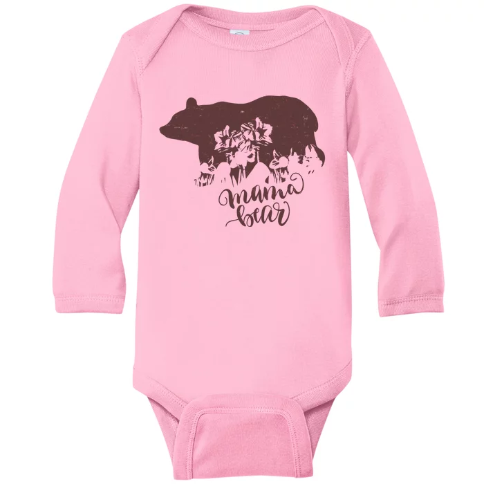 Distressed Mama Bear Baby Long Sleeve Bodysuit