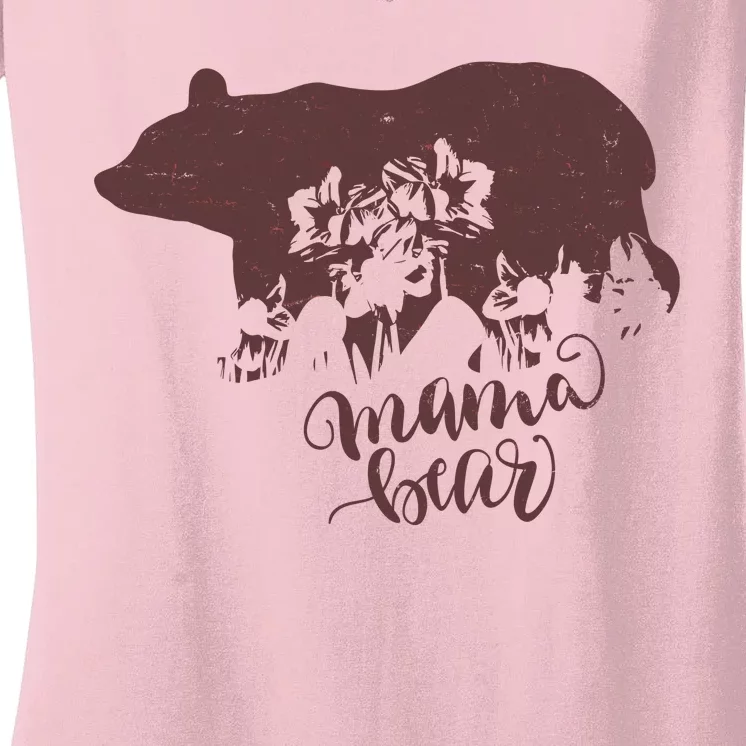 Distressed Mama Bear Women's V-Neck T-Shirt