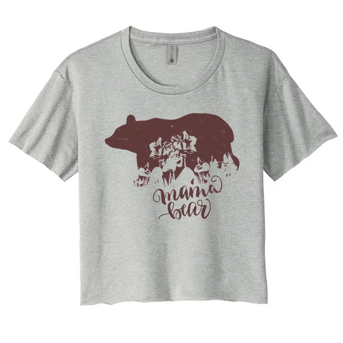 Distressed Mama Bear Women's Crop Top Tee