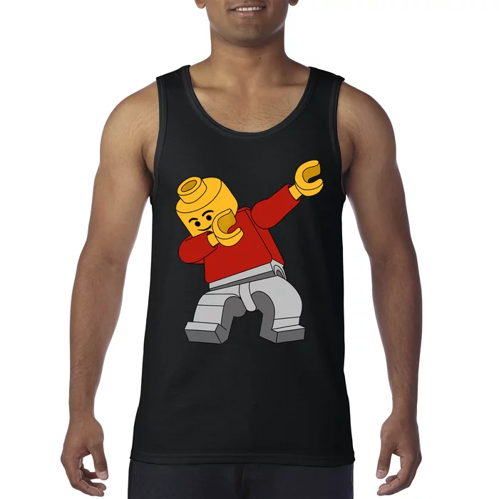 Dabbing Master Builder Funny Building Blocks Bricks Boy Tank Top