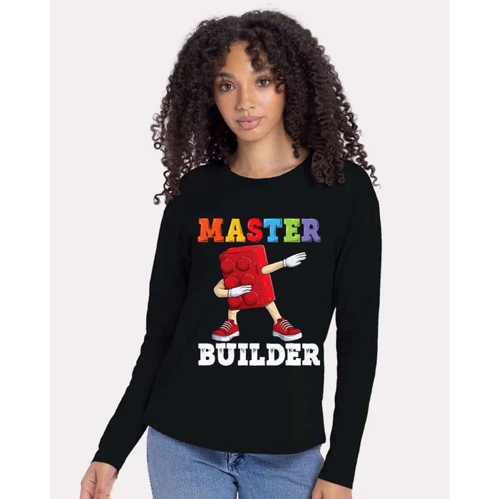 Dabbing Master Builder Funny Building Blocks Bricks Womens Cotton Relaxed Long Sleeve T-Shirt