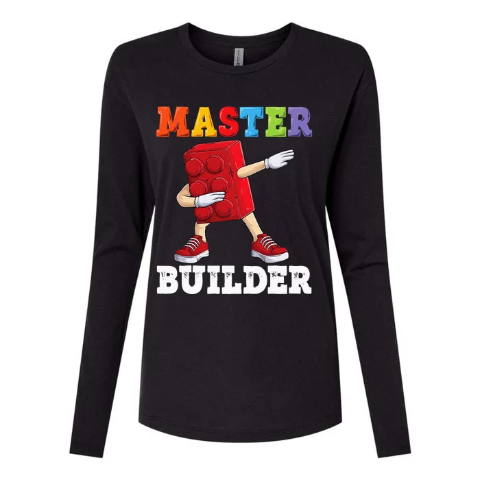 Dabbing Master Builder Funny Building Blocks Bricks Womens Cotton Relaxed Long Sleeve T-Shirt