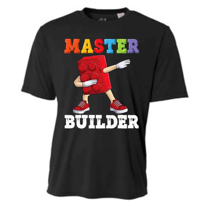 Dabbing Master Builder Funny Building Blocks Bricks Cooling Performance Crew T-Shirt