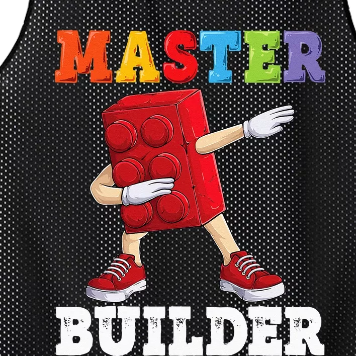 Dabbing Master Builder Funny Building Blocks Bricks Mesh Reversible Basketball Jersey Tank