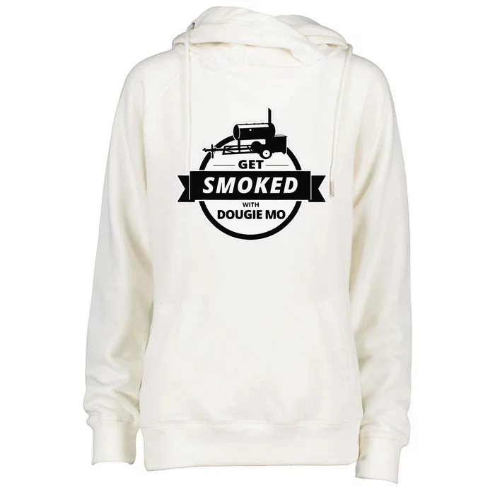 Dougie Mo Bbq Catering Exclusive Custom Clothing Get Smoked Womens Funnel Neck Pullover Hood