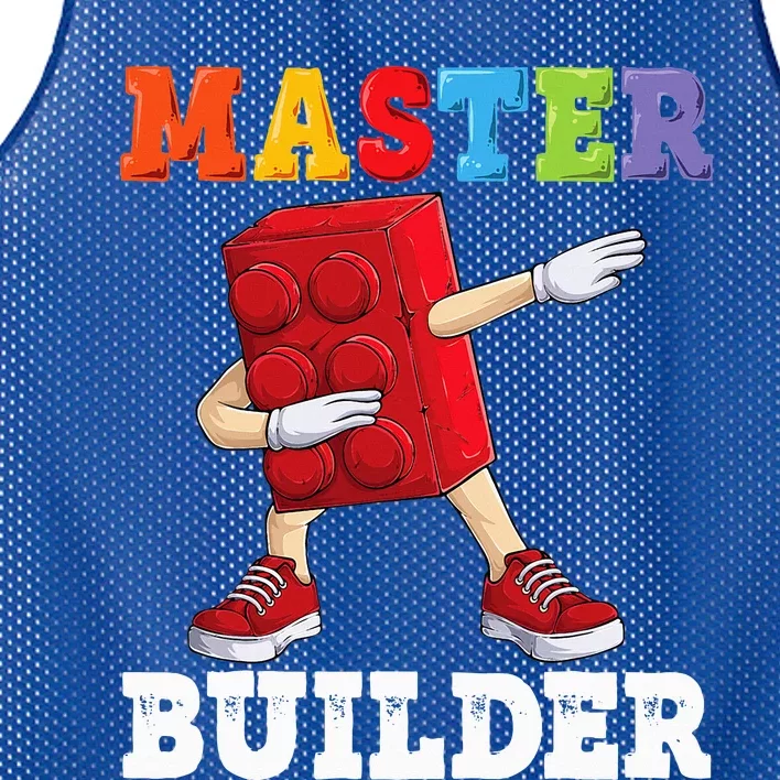 Dabbing Master Builder Funny Building Blocks Bricks Mesh Reversible Basketball Jersey Tank