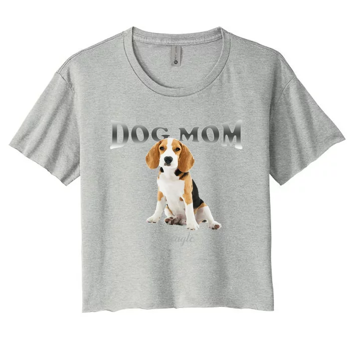 Dog Mom Beagle Designed In Watercolor Gift Women's Crop Top Tee