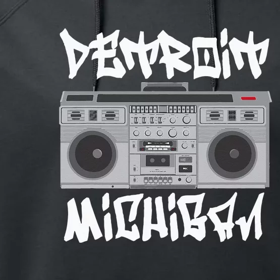 Detroit Michigan Boom Box Performance Fleece Hoodie