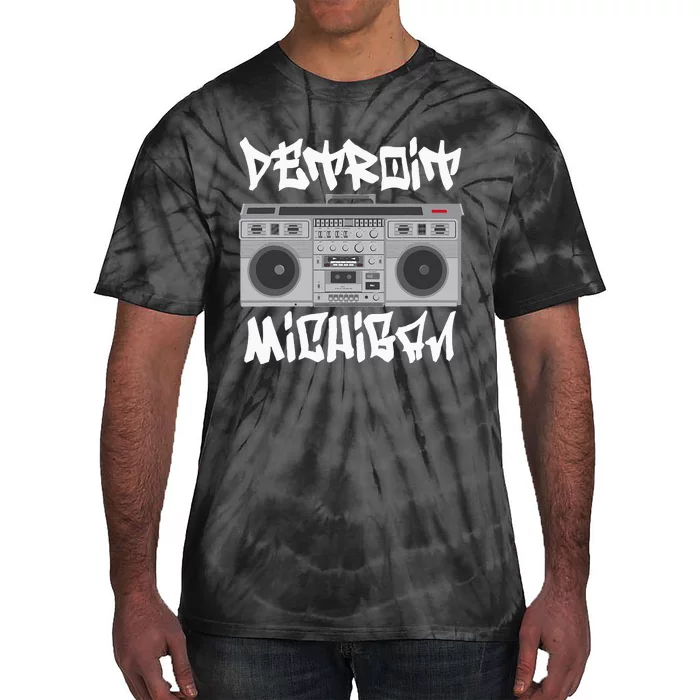 Detroit Michigan Boom Box Tie-Dye T-Shirt