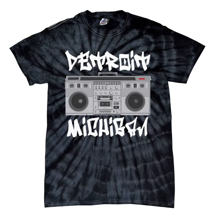 Detroit Michigan Boom Box Tie-Dye T-Shirt