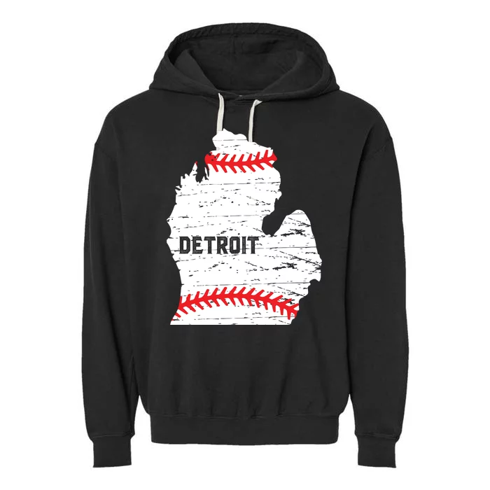 Detroit Michigan Baseball Garment-Dyed Fleece Hoodie