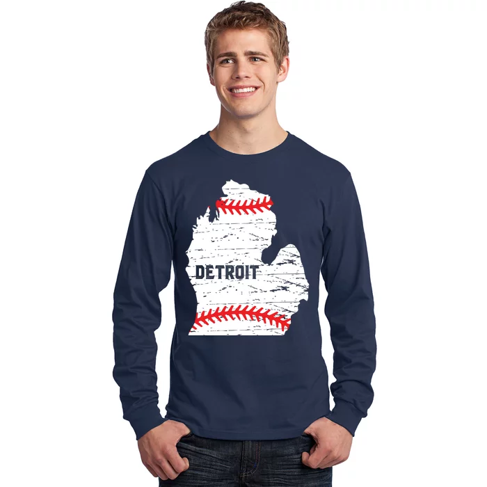 Detroit Michigan Baseball Long Sleeve Shirt