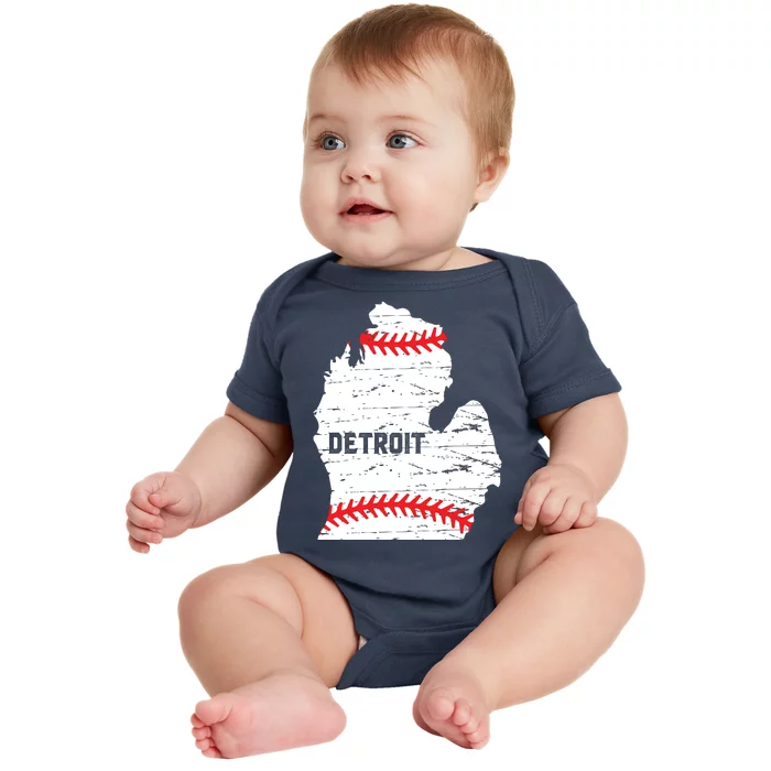 Detroit Michigan Baseball Baby Bodysuit