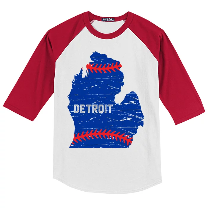 Detroit Michigan Baseball Kids Colorblock Raglan Jersey