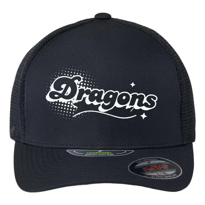 Dragons Mascot Back To School Spirit Sport Fans Game Flexfit Unipanel Trucker Cap