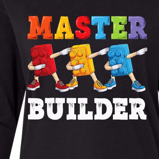 Dabbing Master Builder Funny Building Blocks Bricks Womens Cotton Relaxed Long Sleeve T-Shirt