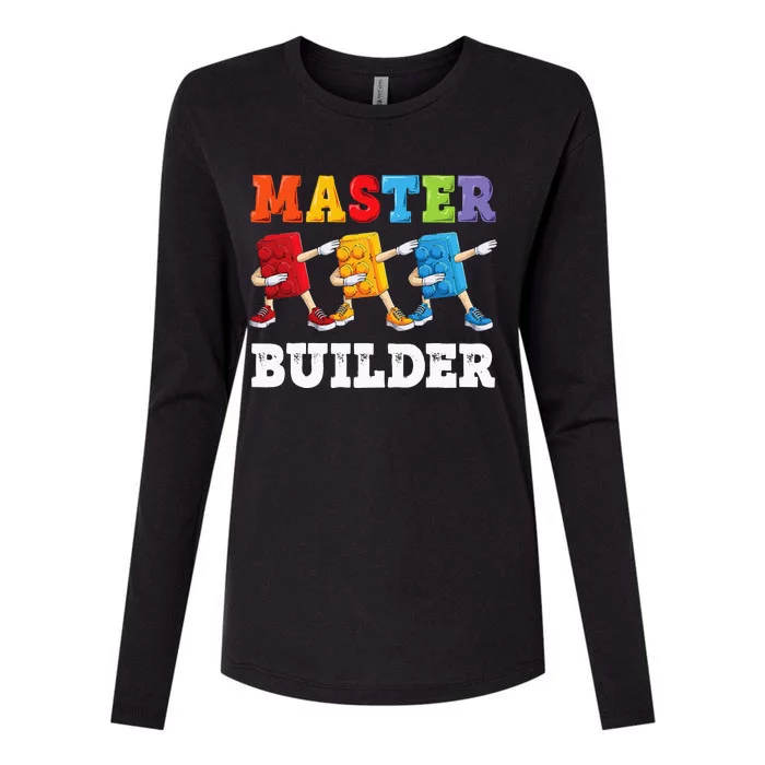 Dabbing Master Builder Funny Building Blocks Bricks Womens Cotton Relaxed Long Sleeve T-Shirt