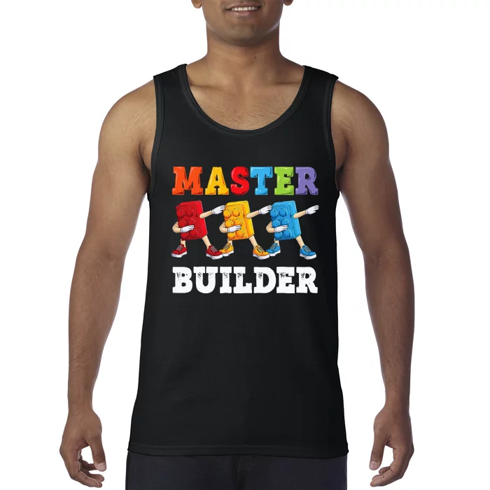 Dabbing Master Builder Funny Building Blocks Bricks Tank Top